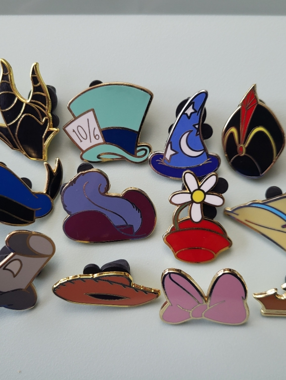 Disney Character HATS Pins - Maleficent,  Pinocchio, Mad Hatter, Sorcerer Mickey